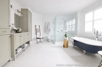 octagon with grey gloss dot on bathroom floor