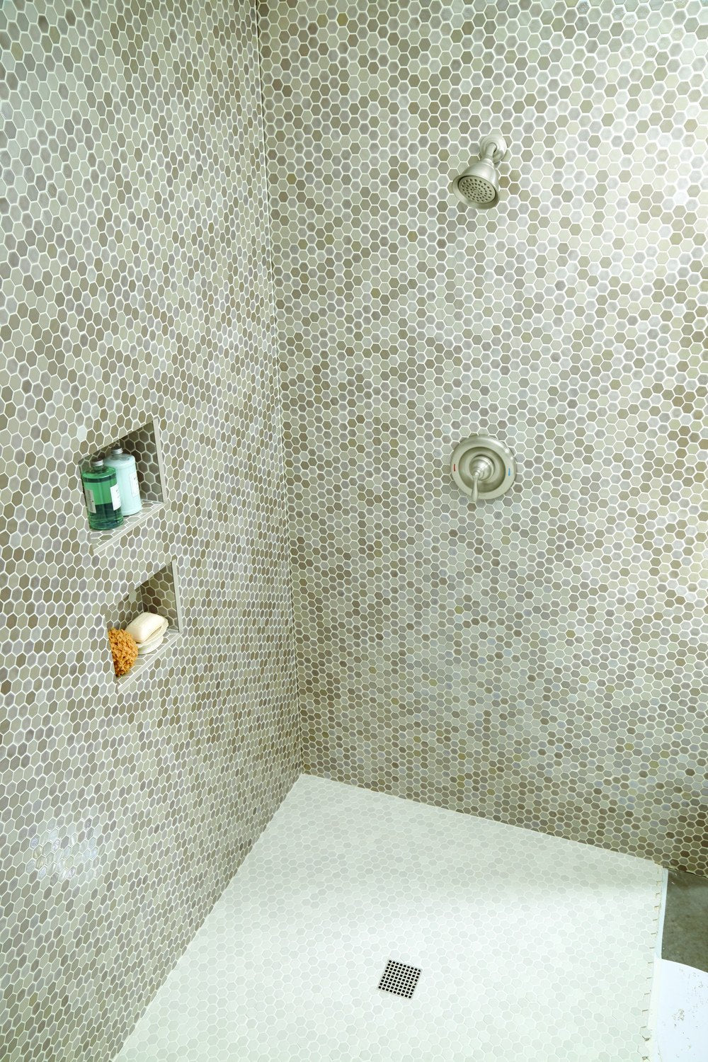 hexagon glass mosaic tiles