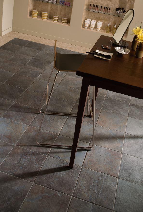 nail salon floor with slate porcelain tile