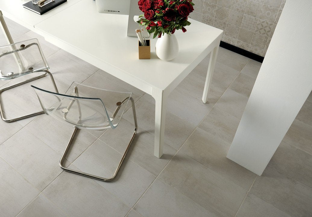Modern Hearth White Ash porcelain floor tile close up of variation