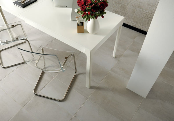 Modern Hearth White Ash porcelain floor tile close up of variation